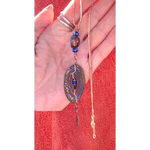 Petrified Opalised Antler Pendant Necklace Copper Chain